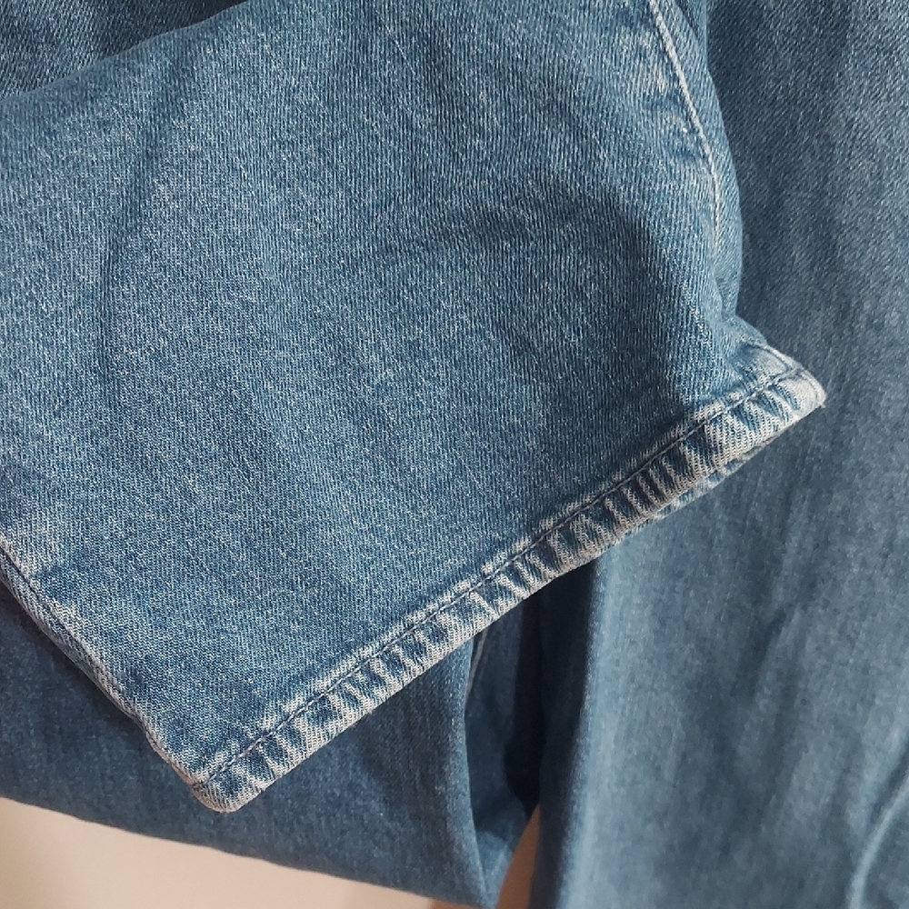 GAP Blue Denim Jumpsuit with Rolled Sleeves - Picture 6 of 6